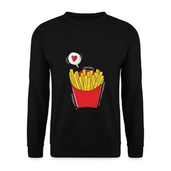 Pommes Frites Pommes Liebhaber Fast Food Fritte Ro - Unisex Pullover - Schwarz - Vorne - Alina (178cm) & Michal (187cm)