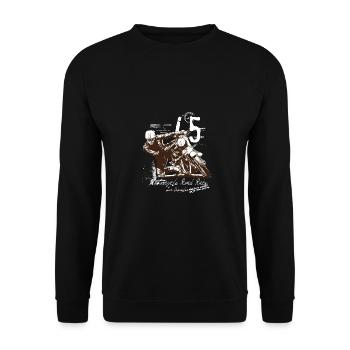 moto - moto - moto - dirtbike - Shi - Sweat-shirt Unisexe - noir - Devant - Alina (178cm) & Michal (187cm)