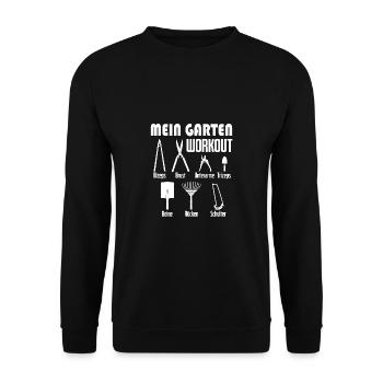 Gärtner Workout Gartenwerkzeug mein Hobby Geschenk - Unisex Pullover - Schwarz - Vorne - Alina (178cm) & Michal (187cm)