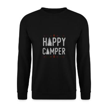 Camping - Camper - Campfire - Shirt - happy camper - Unisex Pullover - Schwarz - Vorne - Alina (178cm) & Michal (187cm)