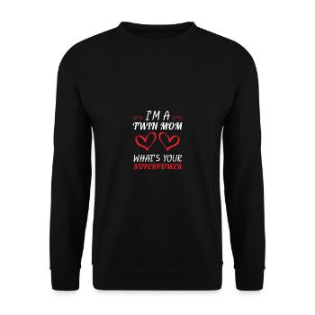 Mom Superpower - Mutter - Shirt - Unisex Pullover - Schwarz - Vorne - Alina (178cm) & Michal (187cm)