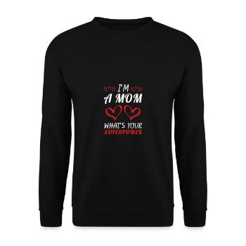 Mom Superpower - Mutter - Shirt - Unisex Pullover - Schwarz - Vorne - Alina (178cm) & Michal (187cm)