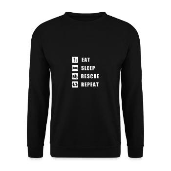 Rettungsdienst Sanitäter Rettungssanitäter first r - Unisex Pullover - Schwarz - Vorne - Alina (178cm) & Michal (187cm)