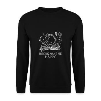 LIVRES MEKE HAPPY - Livres - Lecture - Chemise - Sweat-shirt Unisexe - noir - Devant - Alina (178cm) & Michal (187cm)