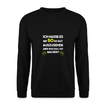 50. Geburtstag Party & Geschenk - Unisex Pullover - Schwarz - Vorne - Alina (178cm) & Michal (187cm)