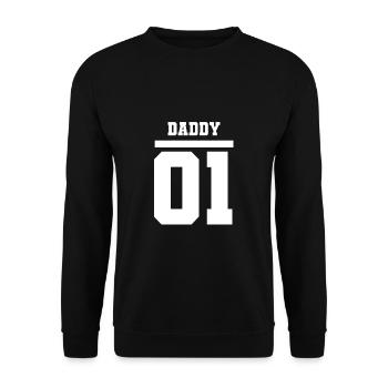 Daddy 01 Vatertag Vater Tochter Partnerlook - Unisex Pullover - Schwarz - Vorne - Alina (178cm) & Michal (187cm)