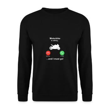 Lustiges Motorrad Biker Geschenk - Unisex Pullover - Schwarz - Vorne - Alina (178cm) & Michal (187cm)