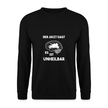 Lustiges Motorrad Biker Geschenk - Unisex Pullover - Schwarz - Vorne - Alina (178cm) & Michal (187cm)