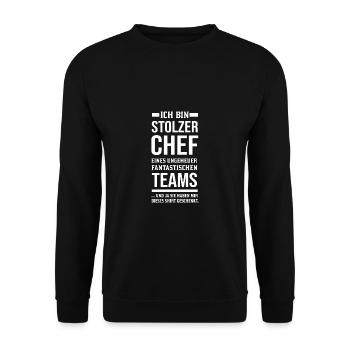 Stolzer Chef eines fantastischen Teams Geschenk - Unisex Pullover - Schwarz - Vorne - Alina (178cm) & Michal (187cm)