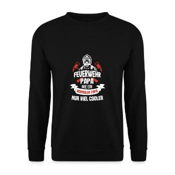 Feuerwehr Papa Feuerwehrmann Vater Geschenk - Unisex Pullover - Schwarz - Vorne - Alina (178cm) & Michal (187cm)