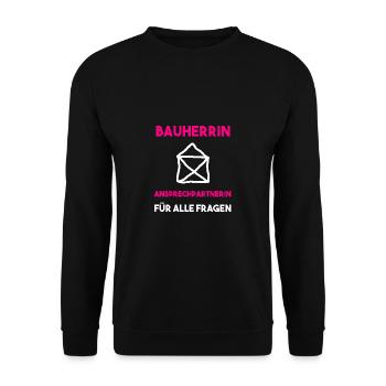 Bauherrinnen & Bauherr Richtfest - Unisex Pullover - Schwarz - Vorne - Alina (178cm) & Michal (187cm)