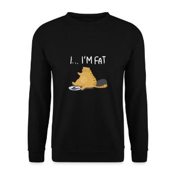 Lustig Katze Ich Bin Dick - Unisex Pullover - Schwarz - Vorne - Alina (178cm) & Michal (187cm)