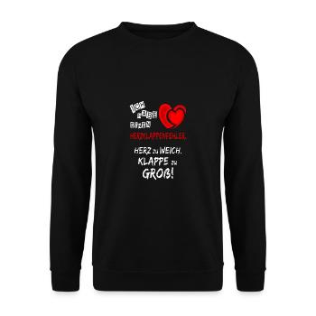 Herzklappenfehler lustige Sprüche Geschenkidee - Unisex Pullover - Schwarz - Vorne - Alina (178cm) & Michal (187cm)