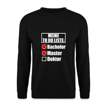 Student Masterarbeit Promotion Lustiger Spruch - Unisex Pullover - Schwarz - Vorne - Alina (178cm) & Michal (187cm)
