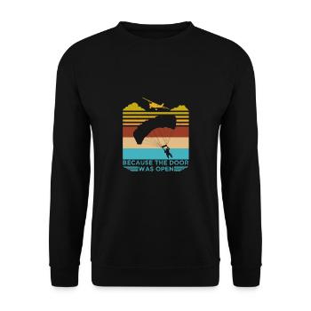 Fallschirmspringen Fallschirmspringer Geschenk - Unisex Pullover - Schwarz - Vorne - Alina (178cm) & Michal (187cm)