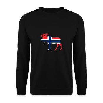 Norge Moose / Norway Flag Holiday Travel Gift - Unisex Sweatshirt - black - Front - Alina (178cm) & Michal (187cm)