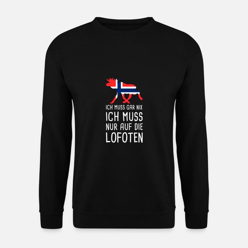 Ich Muss Gar Nix Lofoten Norwegen Norge Elch - Unisex Pullover - Schwarz