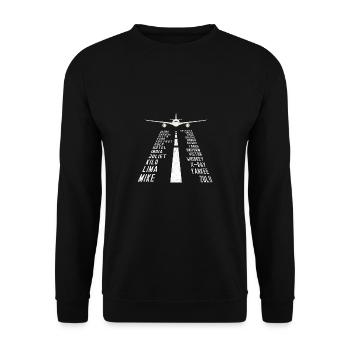 Pilot Airplane Alphabet - Phonetic Alphabet - Unisex Sweatshirt - black - Front - Alina (178cm) & Michal (187cm)