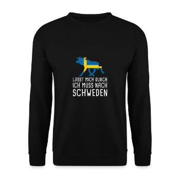 Lasst Mich Durch Schweden Sverige Elch Urlaub - Unisex Pullover - Schwarz - Vorne - Alina (178cm) & Michal (187cm)