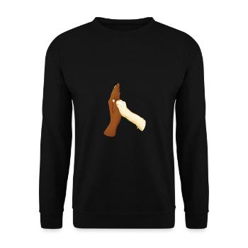 High Five mit Hund schwarze Hand - Unisex Pullover - Schwarz - Vorne - Alina (178cm) & Michal (187cm)