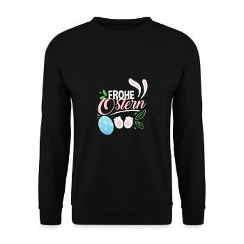 Frohe Ostern schön Dekoriert - Unisex Pullover - Schwarz - Vorne - Alina (178cm) & Michal (187cm)