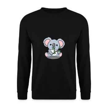 Koala der Blätter isst - Unisex Pullover - Schwarz - Vorne - Alina (178cm) & Michal (187cm)