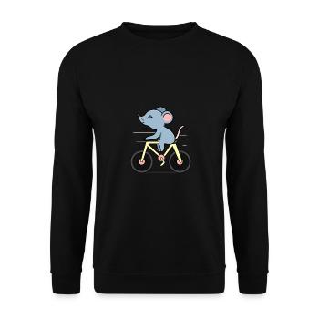 Maus auf einem Fahrrad - Unisex Pullover - Schwarz - Vorne - Alina (178cm) & Michal (187cm)