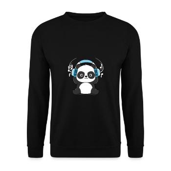 Panda with headphones - Unisex Sweatshirt - black - Front - Alina (178cm) & Michal (187cm)