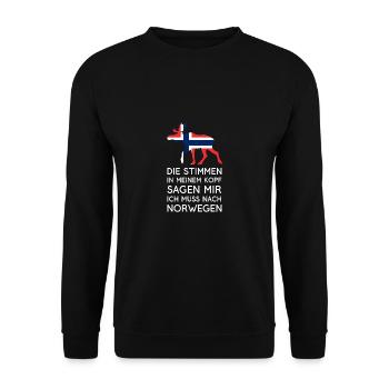 Norwegen Die Stimmen In Meinem Kopf Norge Urlaub - Unisex Pullover - Schwarz - Vorne - Alina (178cm) & Michal (187cm)