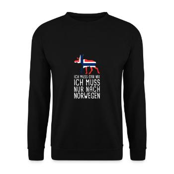 Ich Muss Gar Nix Ich Muss Nur Nach Norwegen Norge - Unisex Pullover - Schwarz - Vorne - Alina (178cm) & Michal (187cm)