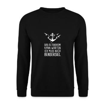 Das Altersheim Kann Warten Ich Muss Nach - Unisex Pullover - Schwarz - Vorne - Alina (178cm) & Michal (187cm)