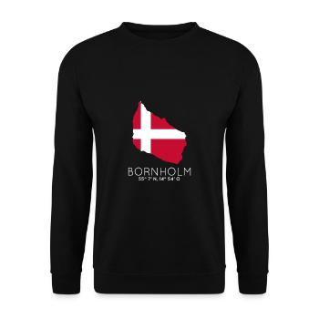 Bornholm Dänemark Insel Koordinaten Karte - Unisex Pullover - Schwarz - Vorne - Alina (178cm) & Michal (187cm)