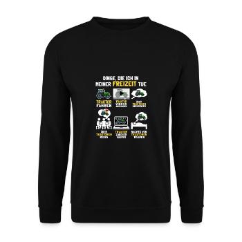 Dinge die Ich in meiner Freizeit tue Landwirt - Unisex Pullover - Schwarz - Vorne - Alina (178cm) & Michal (187cm)