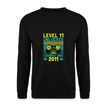 Level 11 Unlocked Legendary Since 2011 Gamer 11. - Unisex Pullover - Schwarz - Vorne - Alina (178cm) & Michal (187cm)