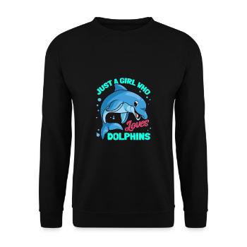 Delphine Delphin Delfin - Unisex Pullover - Schwarz - Vorne - Alina (178cm) & Michal (187cm)