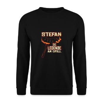 Grill Stefan The legend at the grill - Unisex Sweatshirt - black - Front - Alina (178cm) & Michal (187cm)