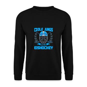 Cooles Jungs Spielen Eishockey - Unisex Pullover - Schwarz - Vorne - Alina (178cm) & Michal (187cm)