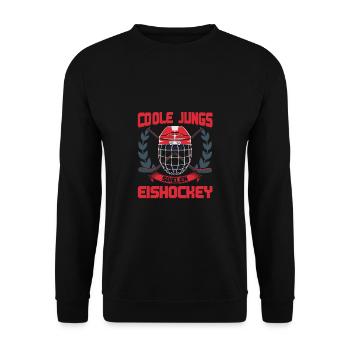 Cooles Jungs Spielen Eishockey - Unisex Pullover - Schwarz - Vorne - Alina (178cm) & Michal (187cm)