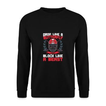 Laissez tomber comme un bloc papillon comme une bête de hockey sur glace - Sweat-shirt Unisexe - noir - Devant - Alina (178cm) & Michal (187cm)