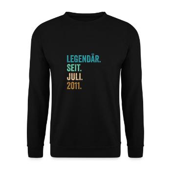 11 Jahre Legendär Seit Juli 2011 11. Geburtstag - Unisex Pullover - Schwarz - Vorne - Alina (178cm) & Michal (187cm)