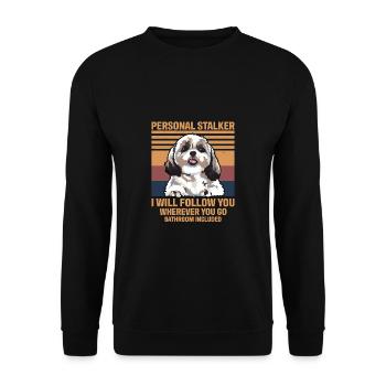 Hund Personal Stalker Shih Tzu - Unisex Pullover - Schwarz - Vorne - Alina (178cm) & Michal (187cm)