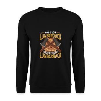 One You Lumberjack You Never Lumberback Holzfäller - Unisex Pullover - Schwarz - Vorne - Alina (178cm) & Michal (187cm)