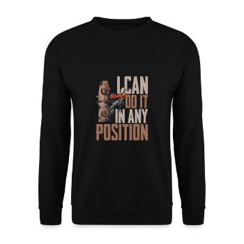 Motorsäge I Can Do It In Any Position Kettensäge - Unisex Pullover - Schwarz - Vorne - Alina (178cm) & Michal (187cm)