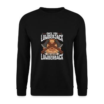 One You Lumberjack You Never Lumberback Holzfäller - Unisex Pullover - Schwarz - Vorne - Alina (178cm) & Michal (187cm)