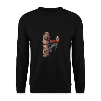 Woodworking Logger Chainsaw Lumberjack - Unisex Sweatshirt - black - Front - Alina (178cm) & Michal (187cm)