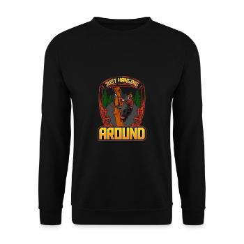 Motorsäge Just Hanging Around Kettensäge - Unisex Pullover - Schwarz - Vorne - Alina (178cm) & Michal (187cm)