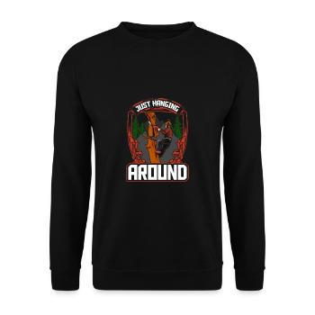 Woodworking Just Hanging Around Chainsaw - Unisex Pullover - Schwarz - Vorne - Alina (178cm) & Michal (187cm)
