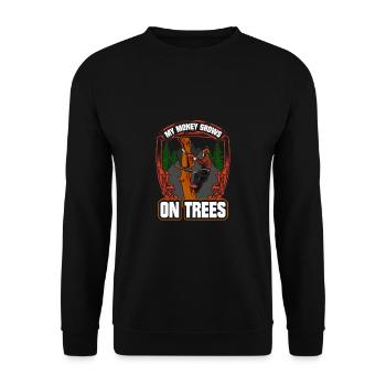 Woodworking My Money Grows On Trees Lumberjack - Unisex Sweatshirt - black - Front - Alina (178cm) & Michal (187cm)