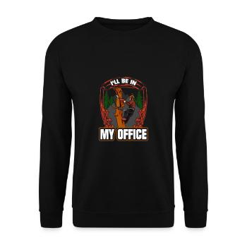 Motorsäge I'll Be In My Office Holzfäller - Unisex Pullover - Schwarz - Vorne - Alina (178cm) & Michal (187cm)