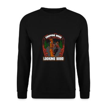 Woodworking Chopping Wood Looking Good Lumberjack - Unisex Sweatshirt - black - Front - Alina (178cm) & Michal (187cm)